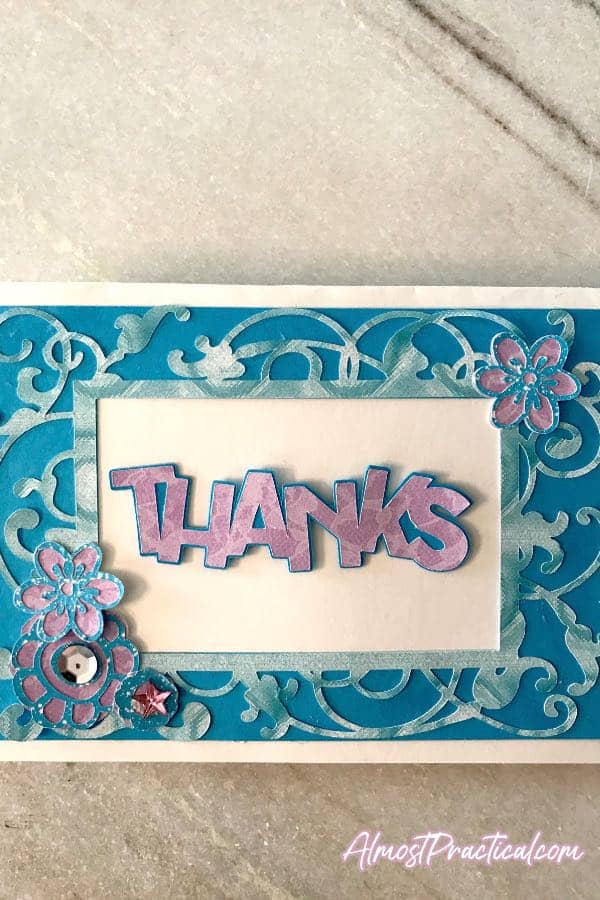 Thank you card made on Cricut